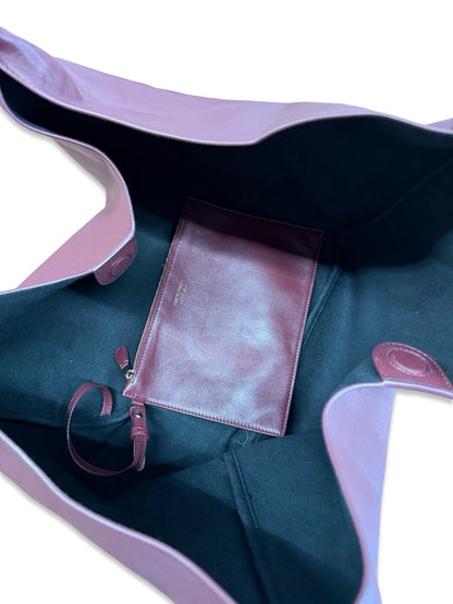 Giorgio Armani Burgundy Leather Hobo Bag W Matching Pouch.