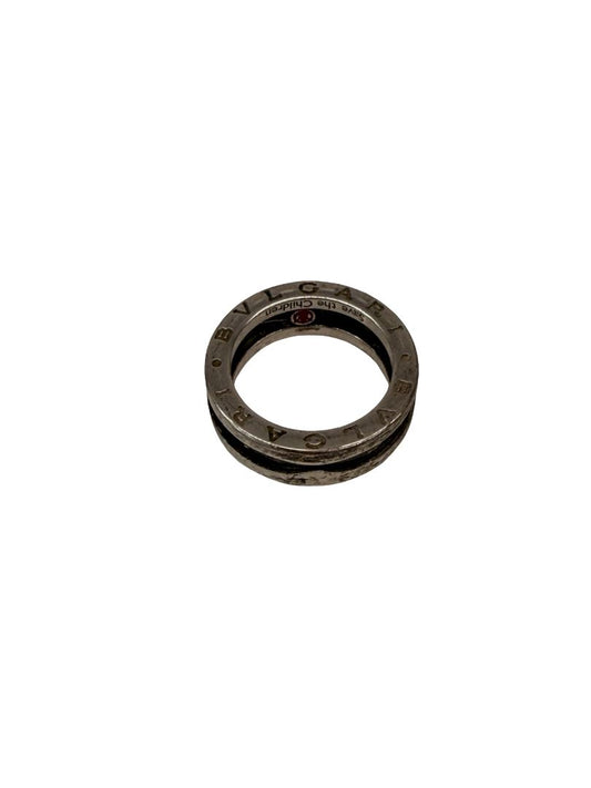 Bvlgari Silver Ring w/ Black Enamel. Size: 51mm