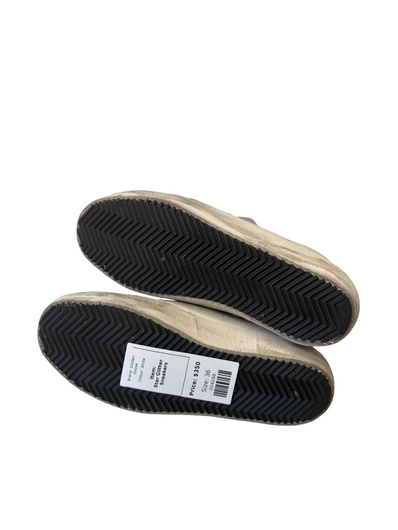 Golden Goose White Star Glitter Sneakers. Size: 36