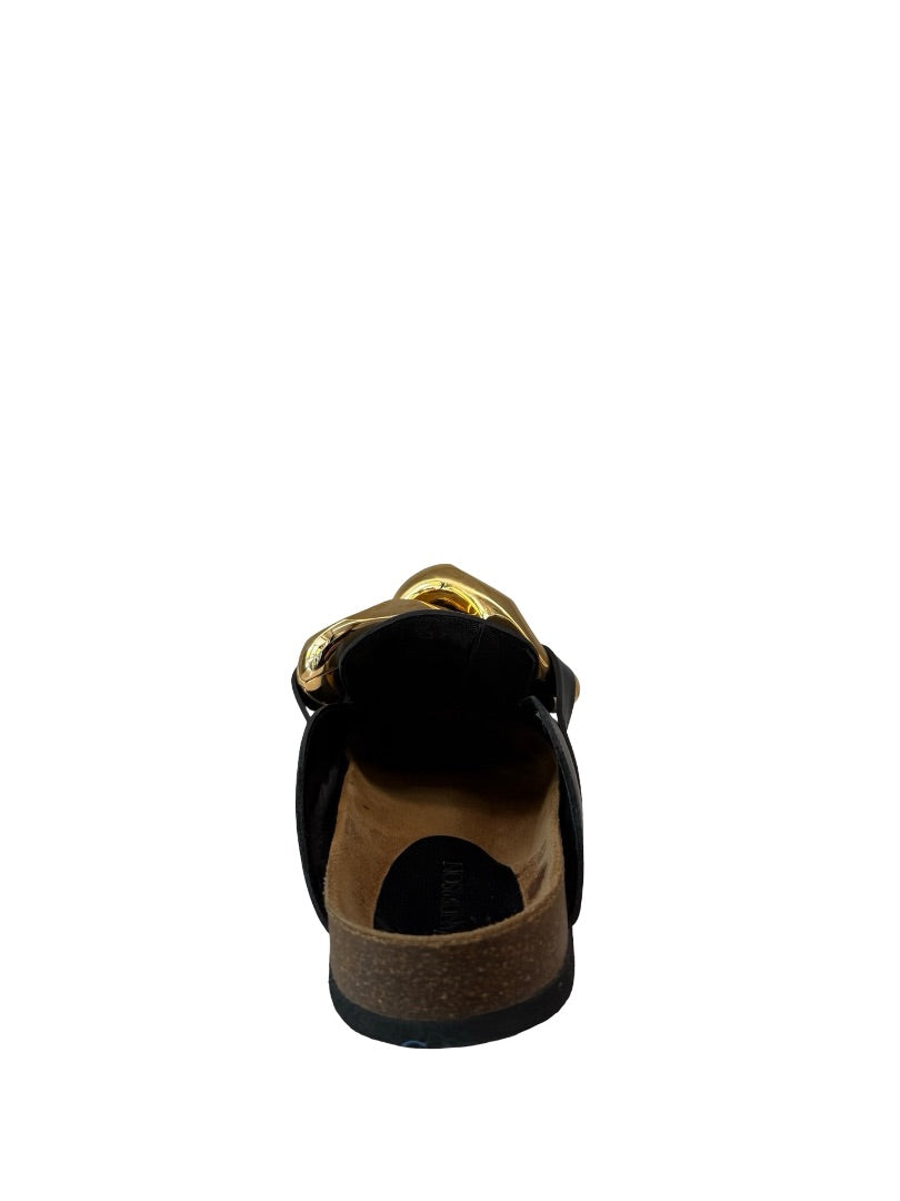 JW Anderson Black/Gold Chain Loafers. Size: 37