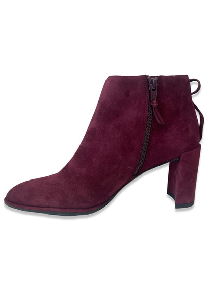 Stuart Weitzman Burgundy Suede 'Lofty' Ankle Boots. Size: 38