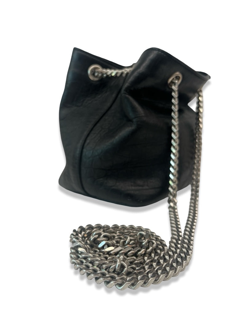 Yves Saint Laurent Black Classic Baby Emanuelle Chain Bucket Bag.