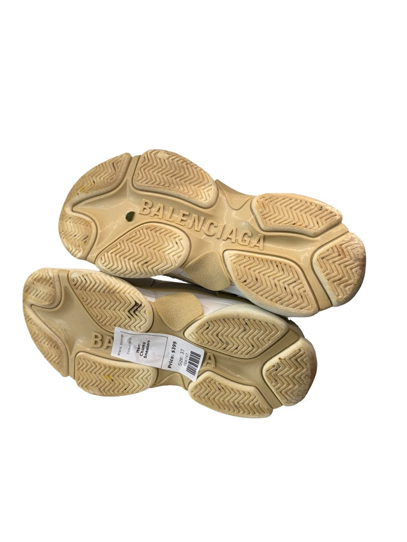 Balenciaga White Chunky Triple S Sneakers. Size: 37