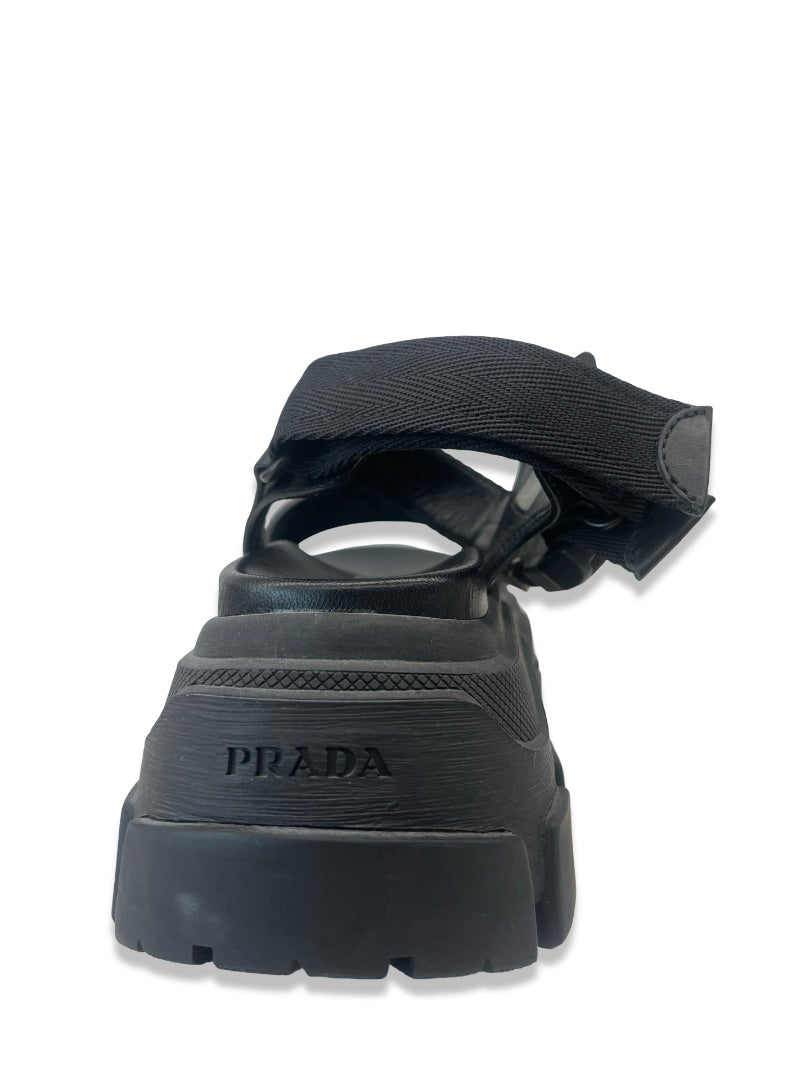 Prada Black Platform Buckle Sandals. Size: 37