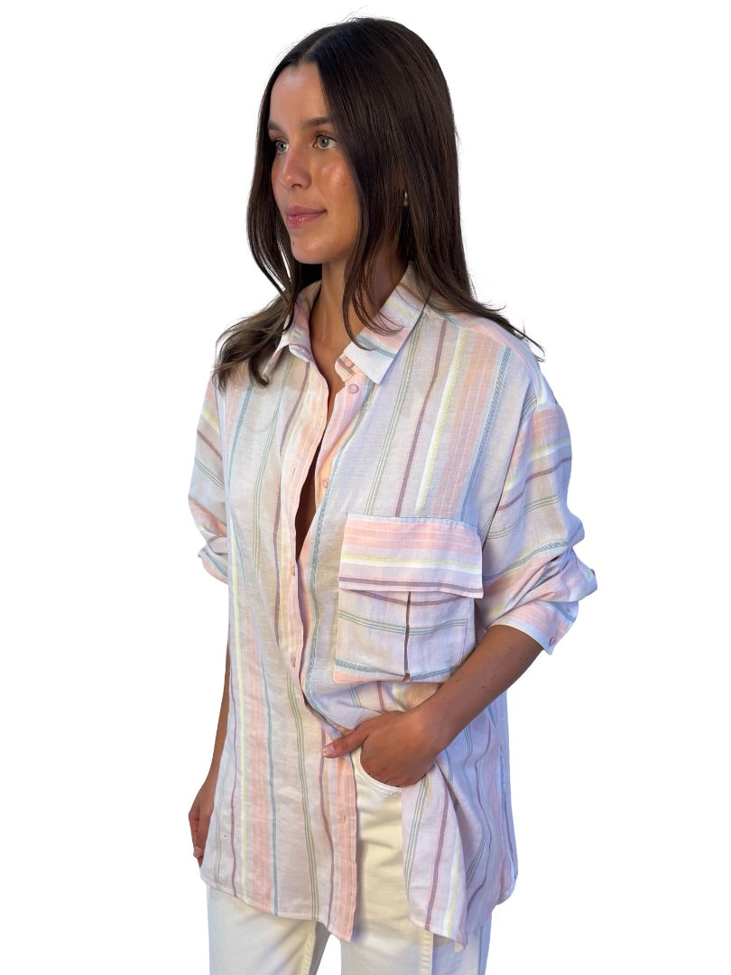 Beatrice Pink / Multi-Colour Striped Shirt. Size: S