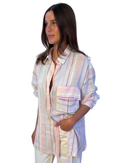 Beatrice Pink / Multi-Colour Striped Shirt. Size: S