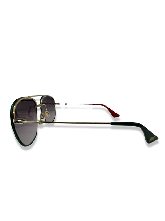 Gucci Gold Frame 'GG02275 001' Sunglasses W Glitter Trim.