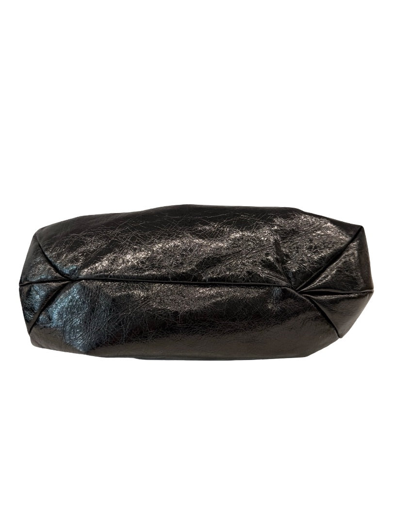 A-Esque Black Metallic Leather Crossbody / Clutch Bag.