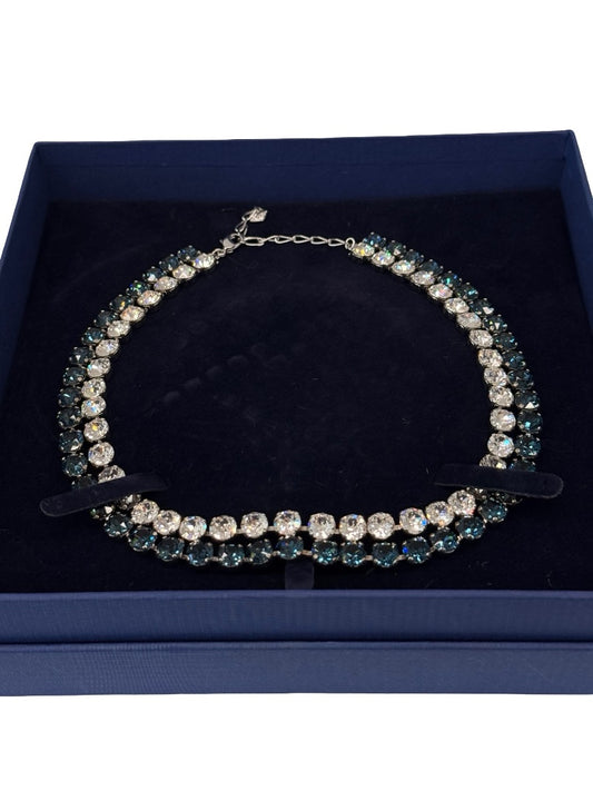 Swarovski Blue / Clear Crystal Hot Double Collar Necklace.