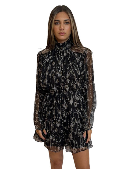 Zimmermann Black Floral Print Sheer Silk Romper. Size: 0