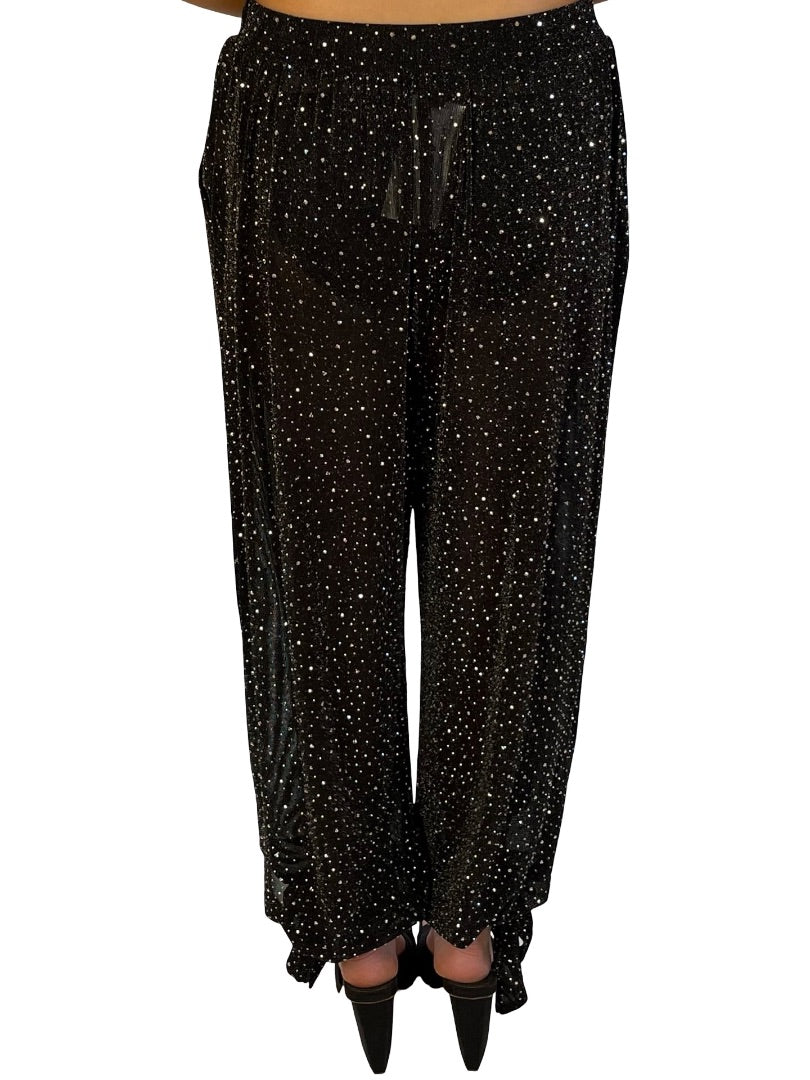 Noughts & Kisses Black Rhinestone Sparkly Pants. Size: S