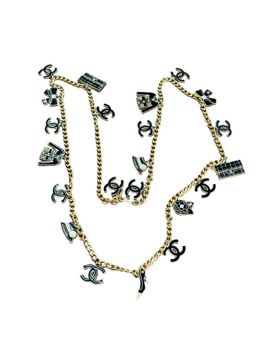 Chanel Gold Vintage Enamel Charm belt / necklace.