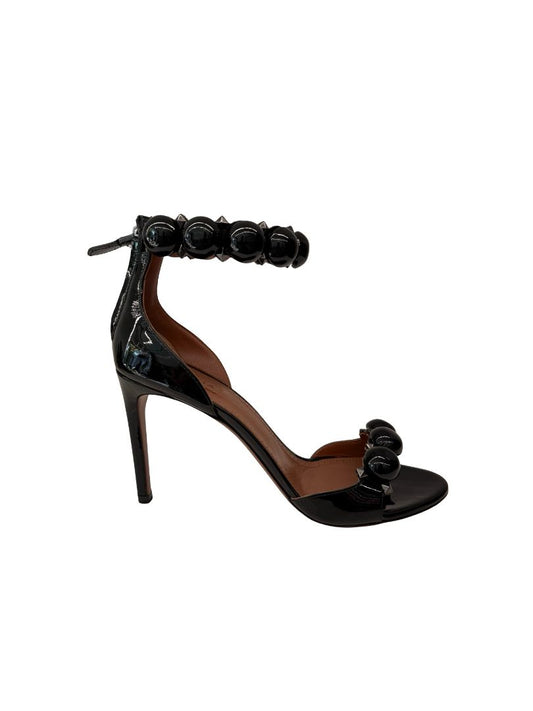 Alaia Black Patent 'La Bombe 90' Heels. Size: 38