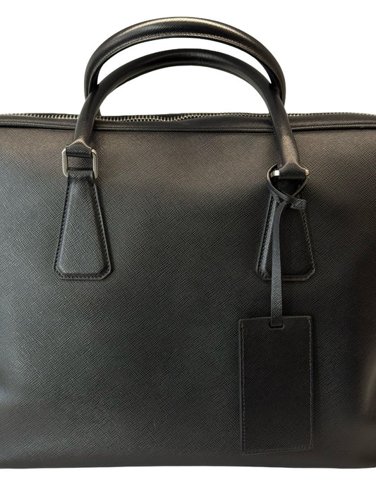 Prada Black Saffiano Leather Mens Briefcase Bag.