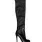 Jimmy Choo Black Long Leather Heeled Boots. Size: 38.5