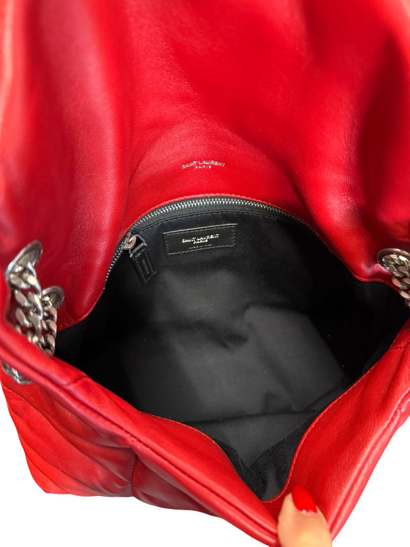 Yves Saint Laurent Red Quilted Loulou Lambskin Bag