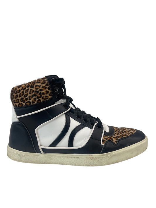 Celine Black/ White/ Leopard Print 2021S High Top Sneakers. Size: 39