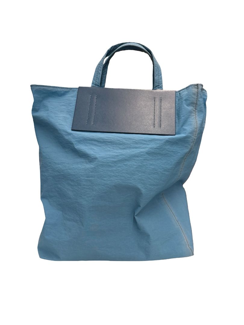 Acne Studios Powder Blue Baker Out Canvas & Leather Tote Bag.