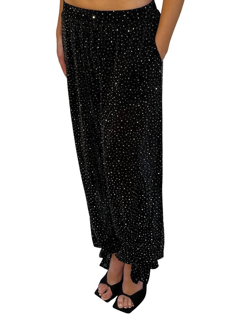 Noughts & Kisses Black Rhinestone Sparkly Pants. Size: S