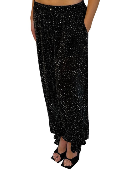 Noughts & Kisses Black Rhinestone Sparkly Pants. Size: S