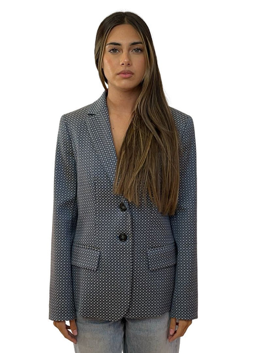 Weekend MaxMara Blue Embroidered Pattern Blazer. Size: 10