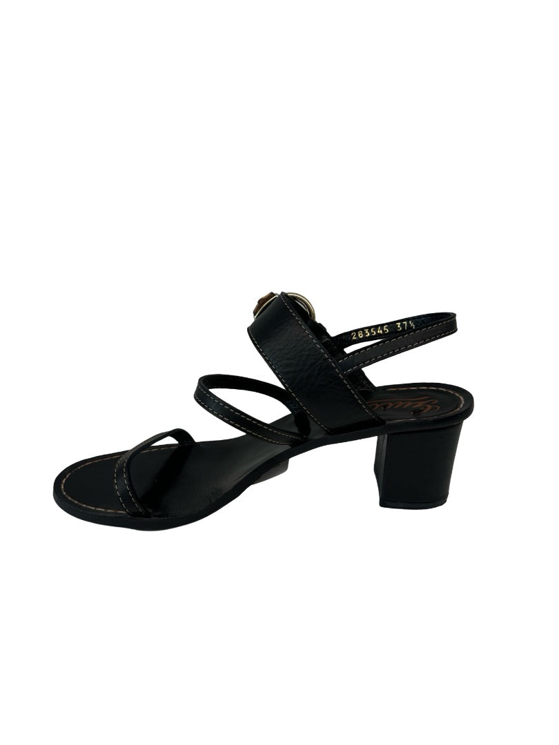 Gucci Black Bamboo Buckle Leather Slingback Block Heels. Size: 37.5