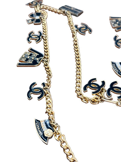 Chanel Gold Vintage Enamel Charm belt / necklace.