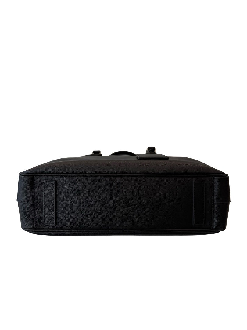 Prada Black Saffiano Leather Mens Briefcase Bag.