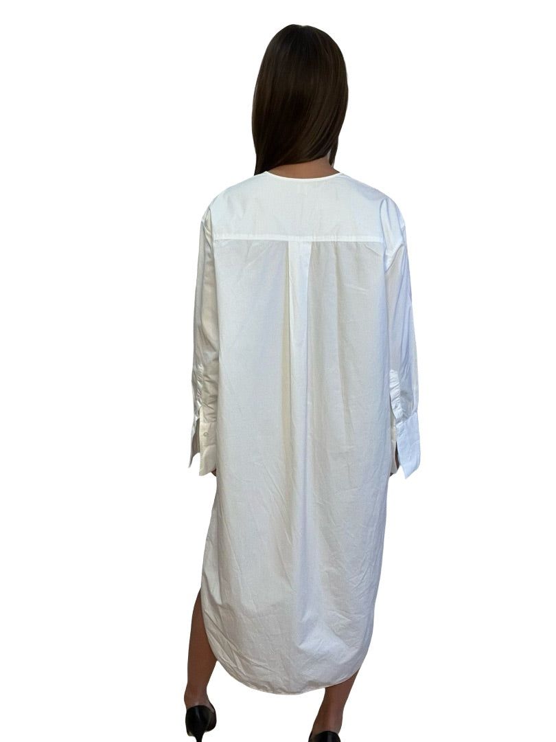 Toteme White Cotton Bib Shirt Dress. Size: 34