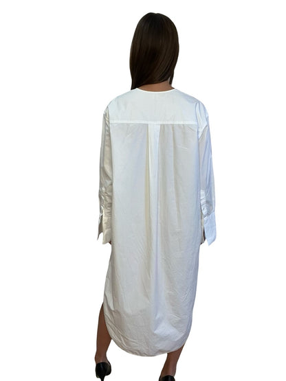 Toteme White Cotton Bib Shirt Dress. Size: 34