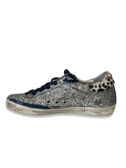 Golden Goose Silver Glitter Sneaker. Size: 40