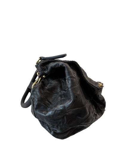 Givenchy Black Crinkled Leather Pandora Handbag.