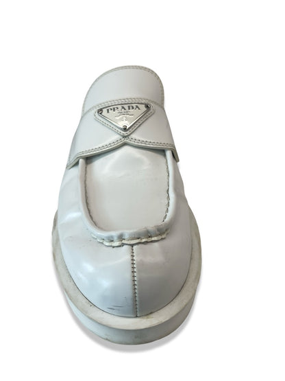 Prada White Leather Loafer Mule. Size: 39