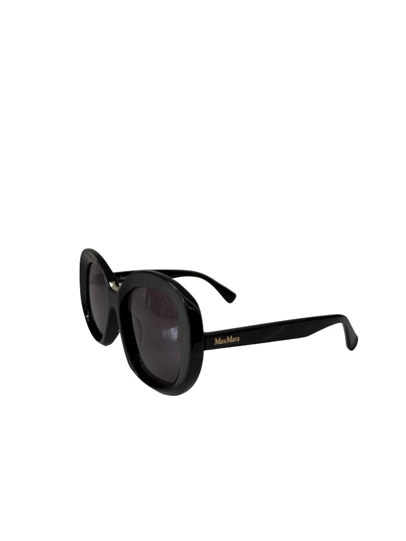 MaxMara Black 'Edna MM0097' Sunglasses W Gold Bridge.