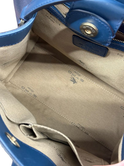 Etro Blue Paisley Drawstring Tote Bag.