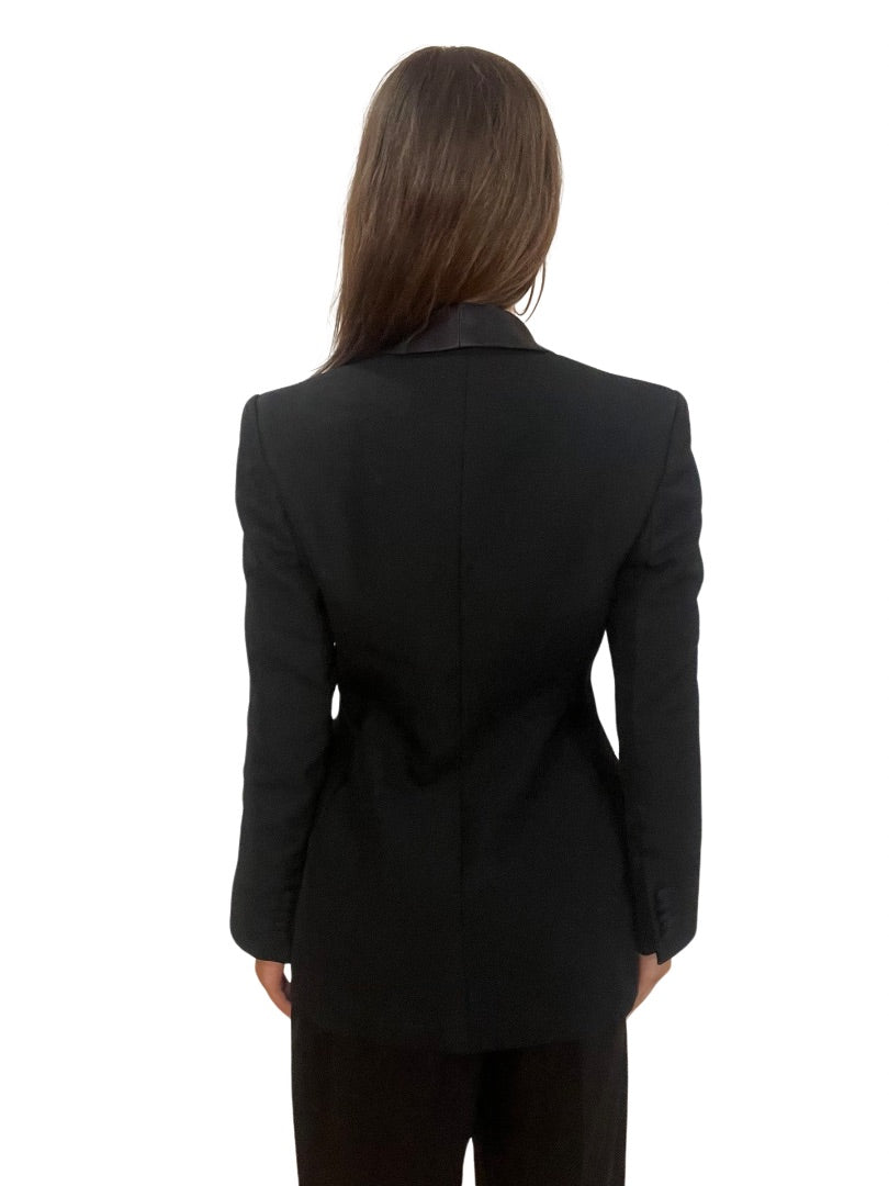 Wardrobe NYC Black Long Blazer Silk Lapels. Size: XS