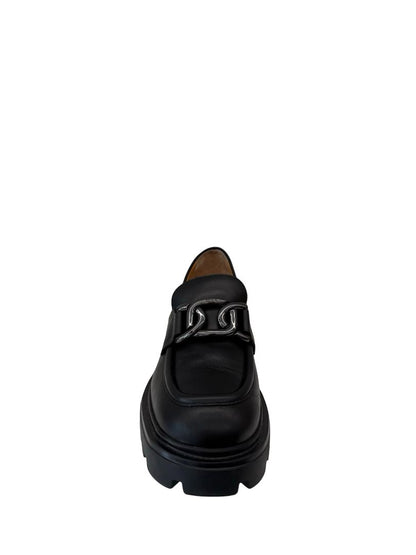 Tod's Black Leather Logo Buckle Loafers. Size: 36.5