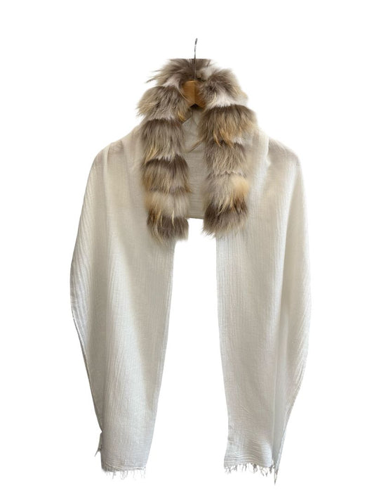 MaxMara Studio Off-White Rabbit Fur Scarf.