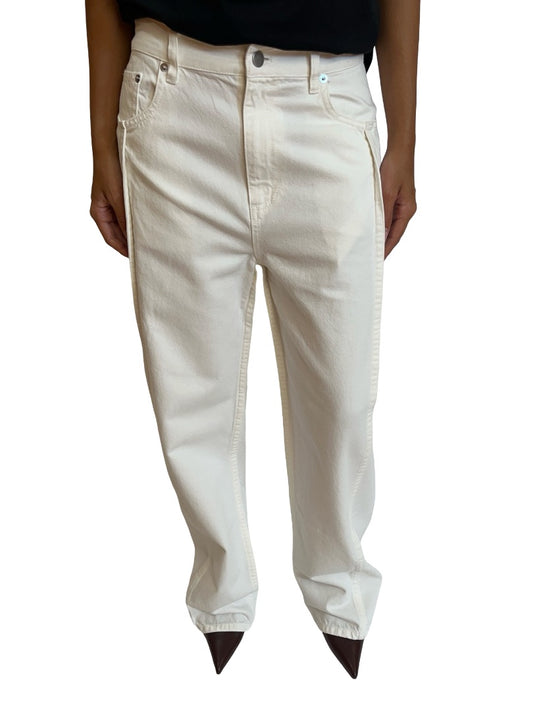 Tibi White Barrel Jean W Panel. Size: 24