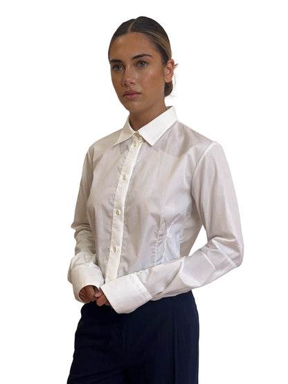 Marithé + François Girbaud White Stitch Shirt. Size: 46 IT