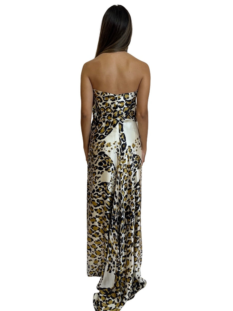 Carla Zampatti Neutrals Abstract Leopard Print Sleeveless Dress. Size: 6