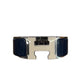 Hermes Navy & Cream Clic H Bracelet. Size: 2cm Thick
