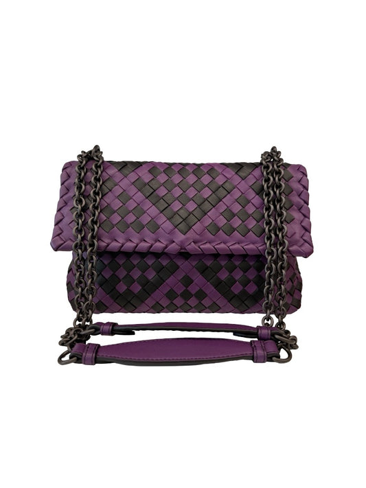 Bottega Veneta Purple / Black Olimpia Leather Handbag.