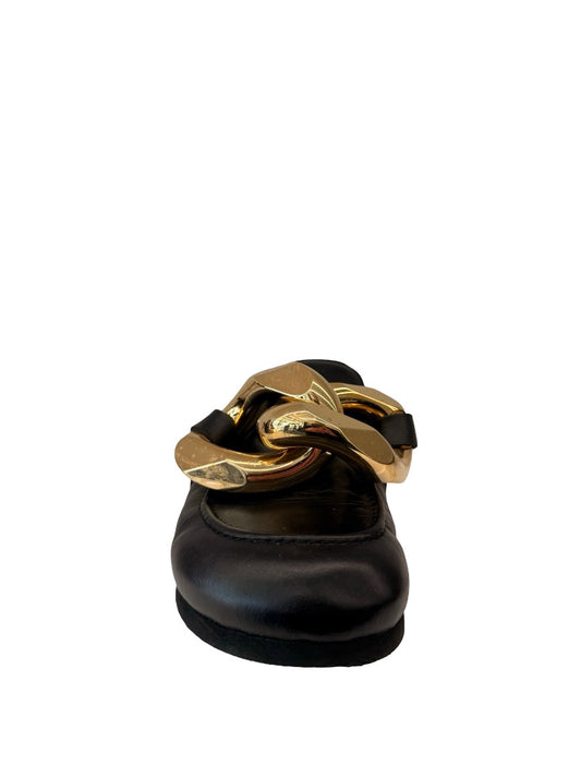 J.W Anderson Black Chain Embellished Leather Clogs. Size: 39