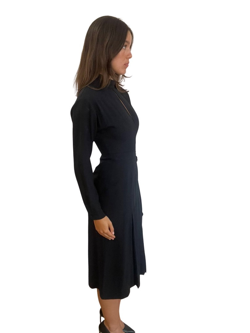 Prada Black High-Neck Long Sleeve Dress w Sequins. Size: 38