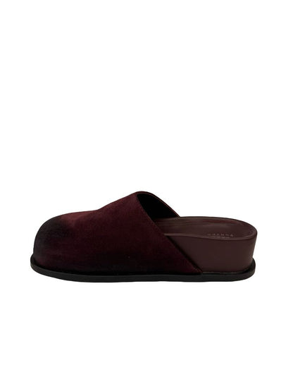 Deadly Ponies Merlot Suede Clog Slide. Size: 37