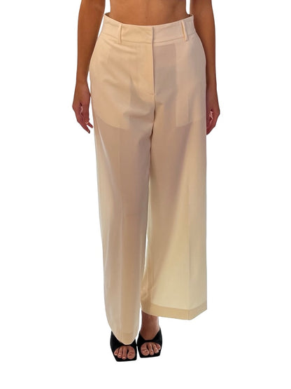 MSGM Cream Straight Leg Pleated Pants. Size: 40