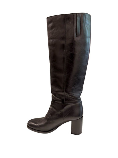 Husk Black Leather Knee High Boots. Size: 38