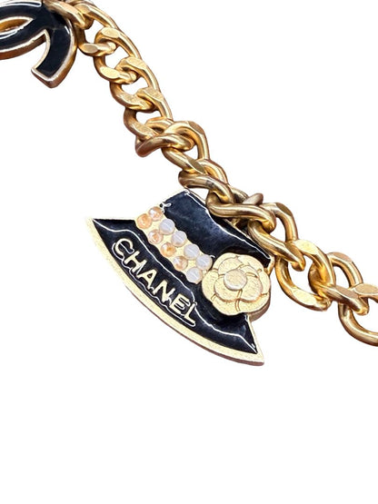 Chanel Gold Vintage Enamel Charm belt / necklace.