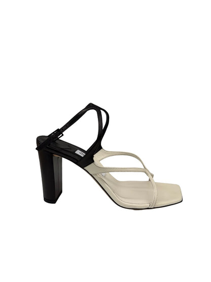 Jimmy Choo Black/White Two Tone '85mm Azie' Block Heel. Size: 37.5
